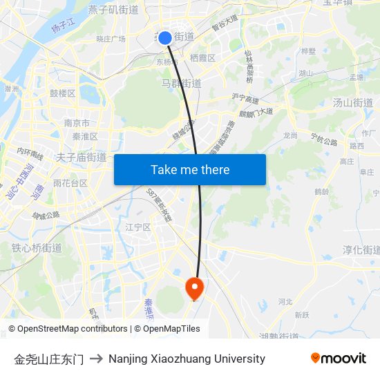 金尧山庄东门 to Nanjing Xiaozhuang University map