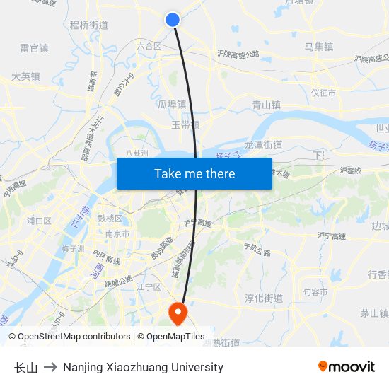 长山 to Nanjing Xiaozhuang University map