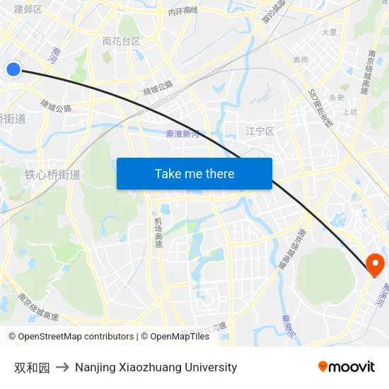 双和园 to Nanjing Xiaozhuang University map