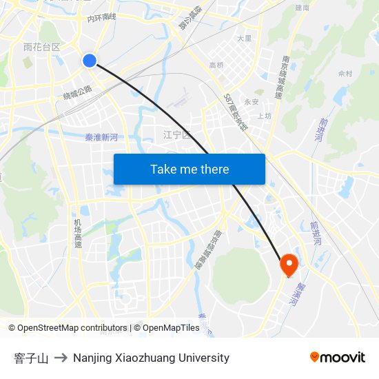 窨子山 to Nanjing Xiaozhuang University map