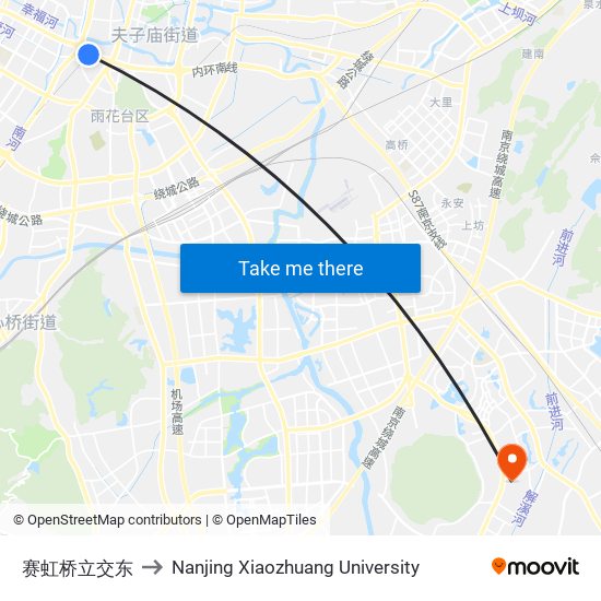 赛虹桥立交东 to Nanjing Xiaozhuang University map