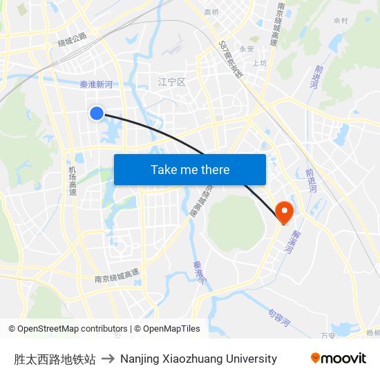 胜太西路地铁站 to Nanjing Xiaozhuang University map