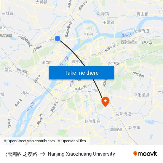 浦泗路·龙泰路 to Nanjing Xiaozhuang University map