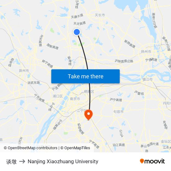 谈墩 to Nanjing Xiaozhuang University map