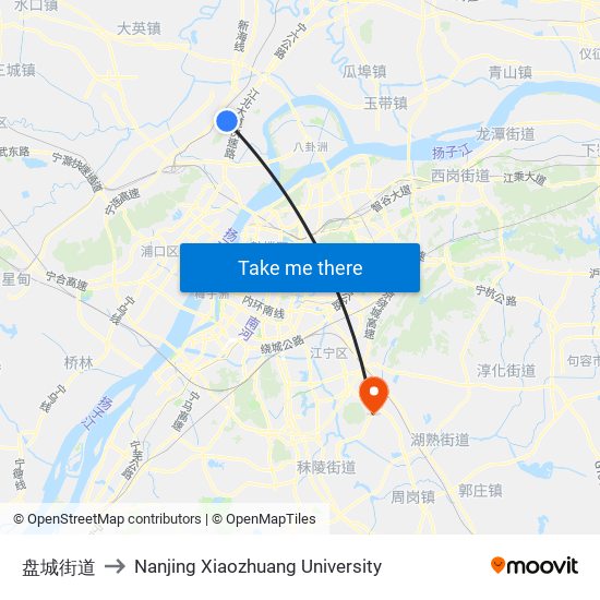 盘城街道 to Nanjing Xiaozhuang University map