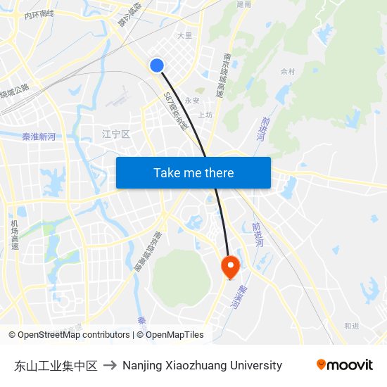 东山工业集中区 to Nanjing Xiaozhuang University map