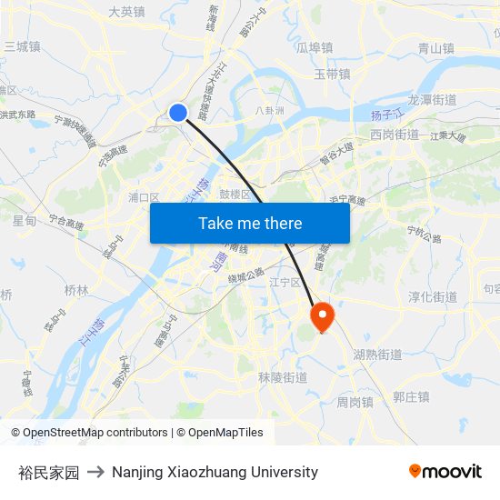 裕民家园 to Nanjing Xiaozhuang University map
