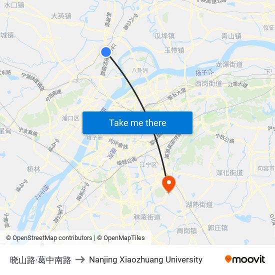 晓山路·葛中南路 to Nanjing Xiaozhuang University map