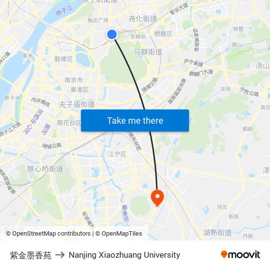 紫金墨香苑 to Nanjing Xiaozhuang University map