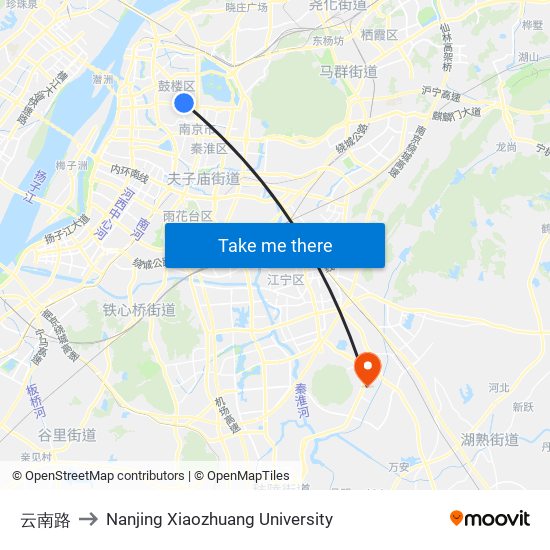 云南路 to Nanjing Xiaozhuang University map