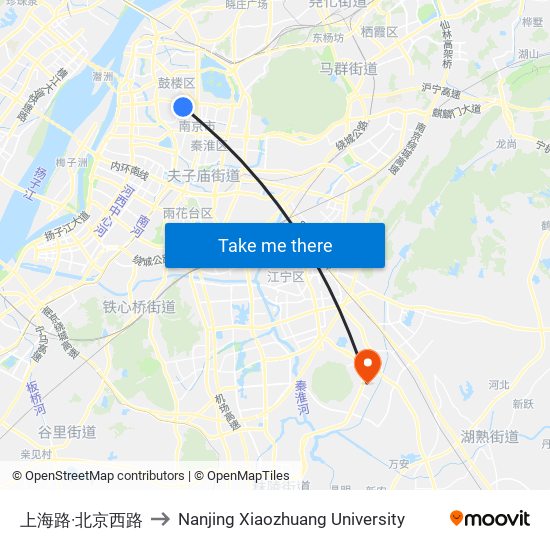 上海路·北京西路 to Nanjing Xiaozhuang University map