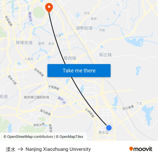 溧水 to Nanjing Xiaozhuang University map