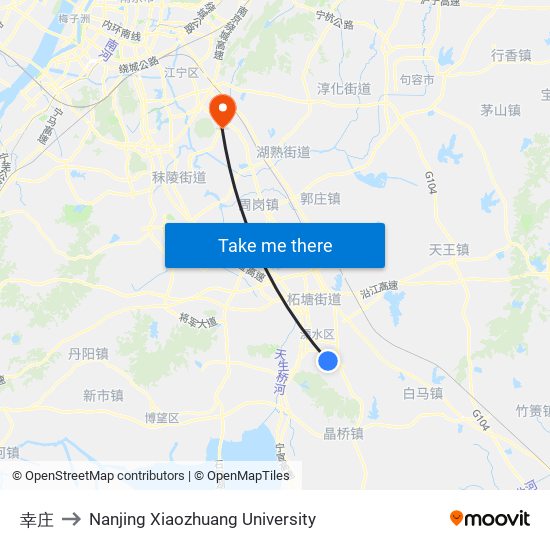 幸庄 to Nanjing Xiaozhuang University map