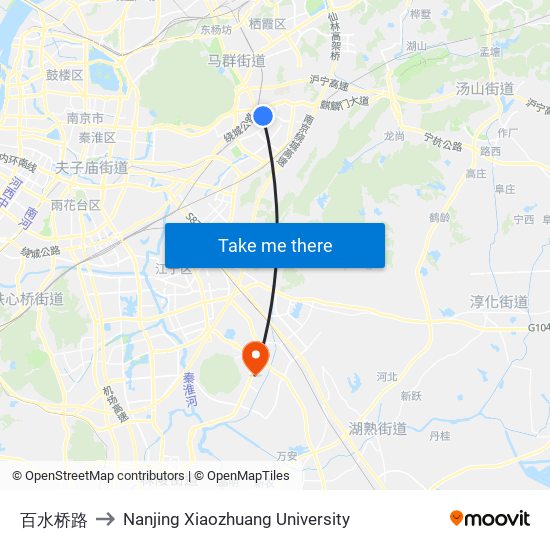 百水桥路 to Nanjing Xiaozhuang University map