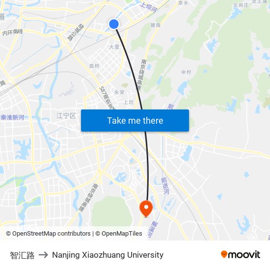 智汇路 to Nanjing Xiaozhuang University map