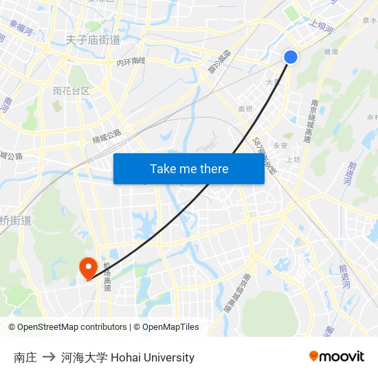 南庄 to 河海大学 Hohai University map