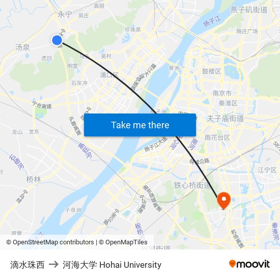 滴水珠西 to 河海大学 Hohai University map