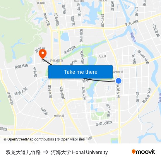 双龙大道九竹路 to 河海大学 Hohai University map