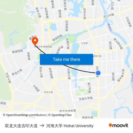 双龙大道吉印大道 to 河海大学 Hohai University map