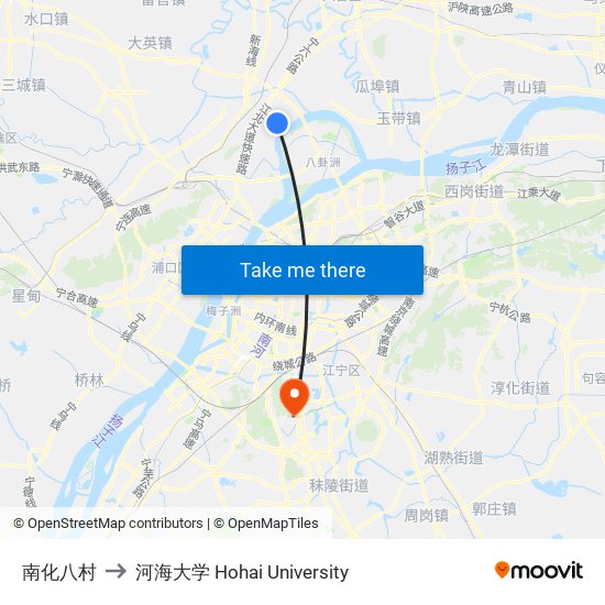 南化八村 to 河海大学 Hohai University map