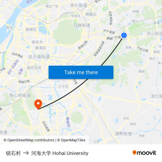 锁石村 to 河海大学 Hohai University map