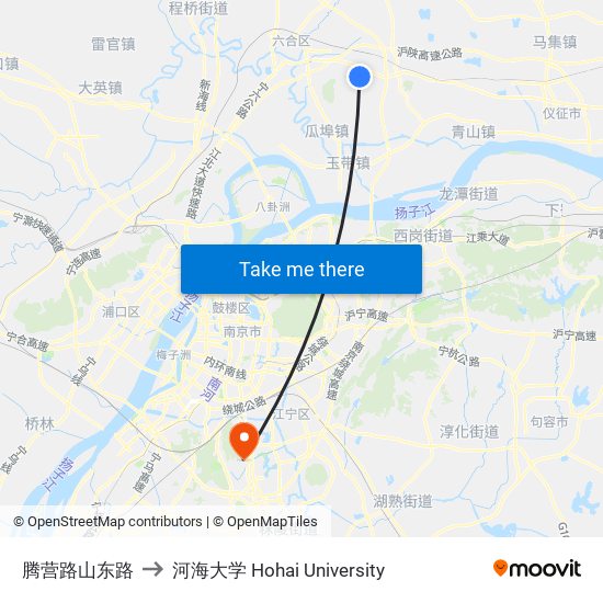 腾营路山东路 to 河海大学 Hohai University map