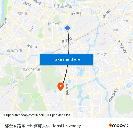 郁金香路东 to 河海大学 Hohai University map