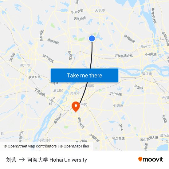 刘营 to 河海大学 Hohai University map