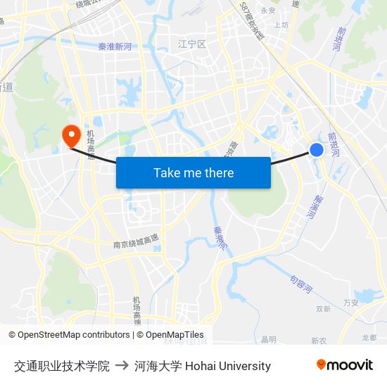 交通职业技术学院 to 河海大学 Hohai University map