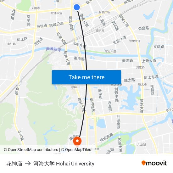 花神庙 to 河海大学 Hohai University map