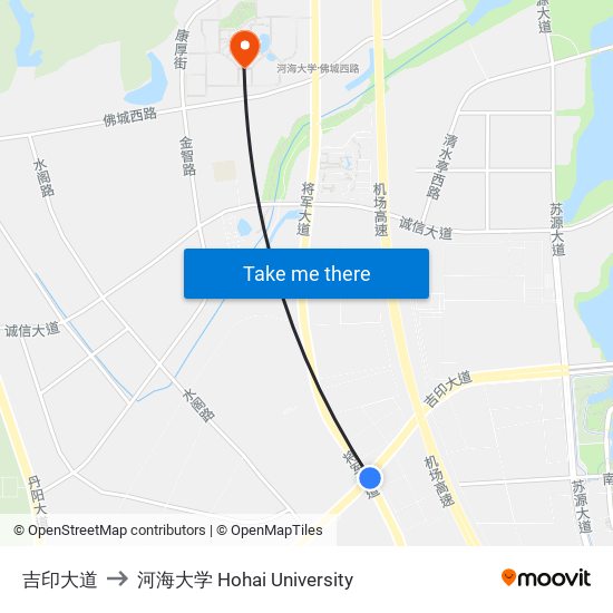 吉印大道 to 河海大学 Hohai University map