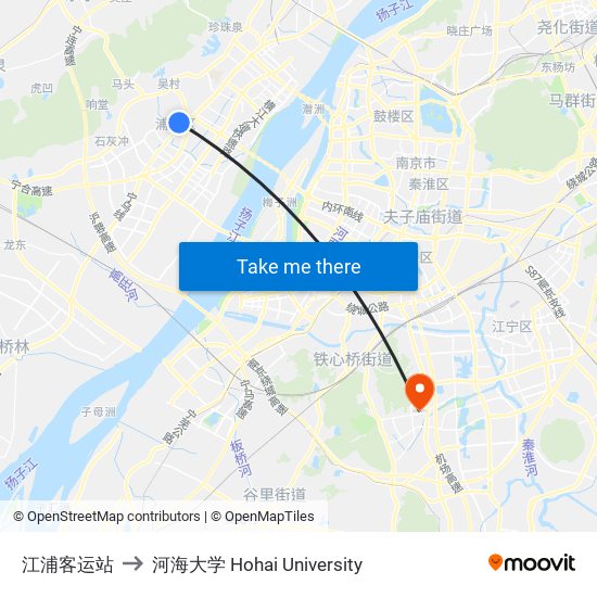 江浦客运站 to 河海大学 Hohai University map