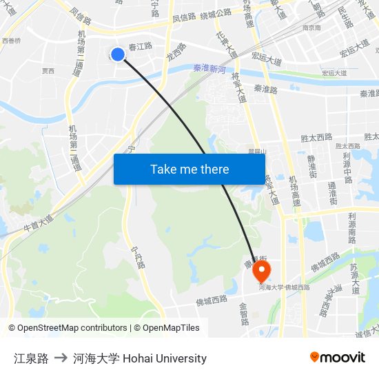 江泉路 to 河海大学 Hohai University map