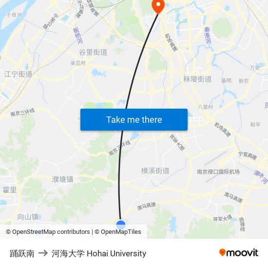 踊跃南 to 河海大学 Hohai University map