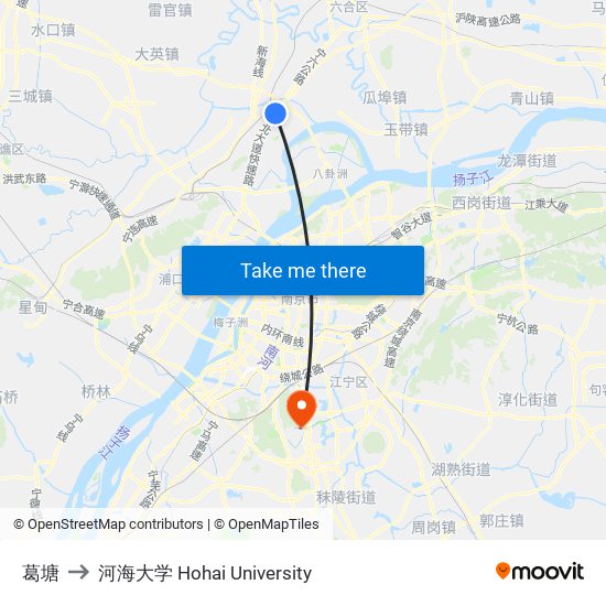 葛塘 to 河海大学 Hohai University map