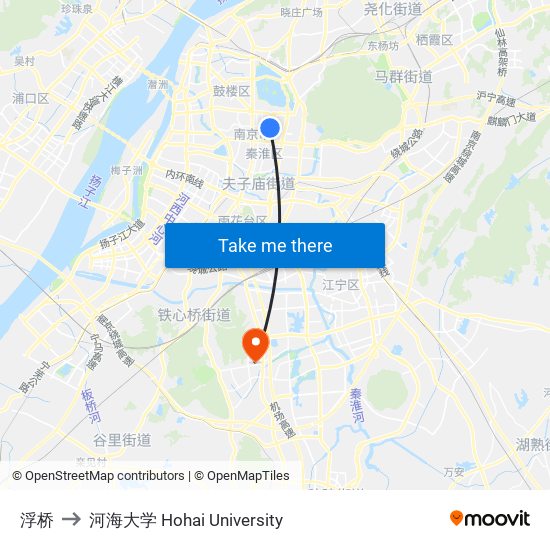 浮桥 to 河海大学 Hohai University map