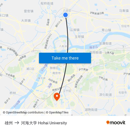 雄州 to 河海大学 Hohai University map