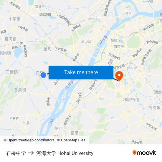 石桥中学 to 河海大学 Hohai University map