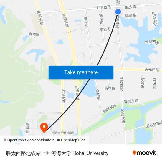 胜太西路地铁站 to 河海大学 Hohai University map