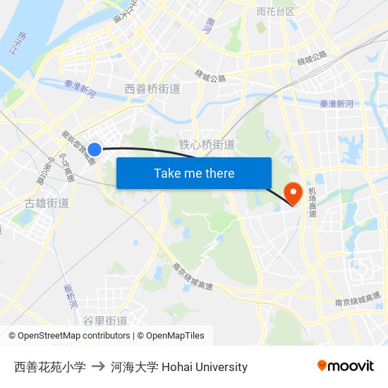 西善花苑小学 to 河海大学 Hohai University map