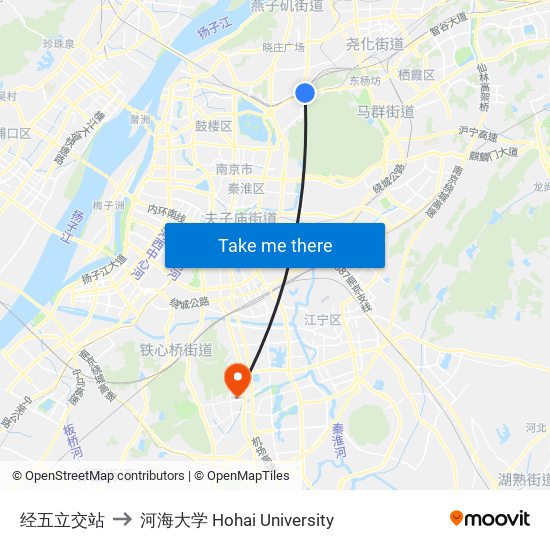 经五立交站 to 河海大学 Hohai University map