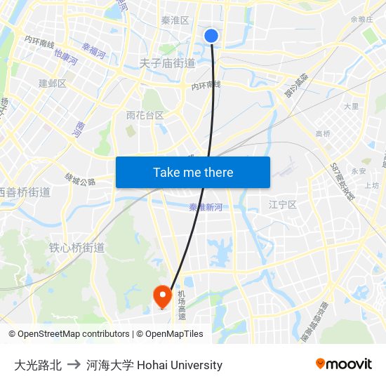 大光路北 to 河海大学 Hohai University map