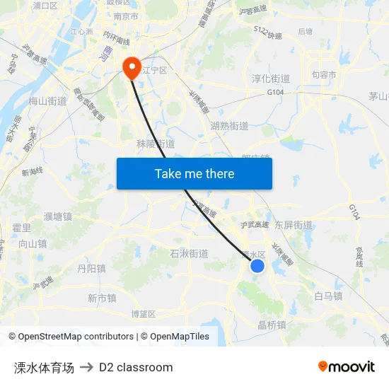 Lishui Stadium to D2 classroom map