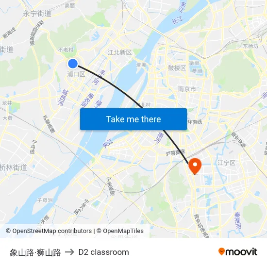Xiangshan Road & Shishan Road to D2 classroom map