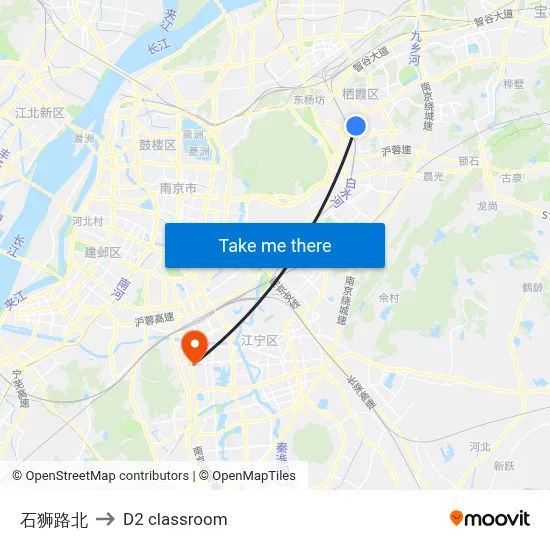 Shishi Road North to D2 classroom map