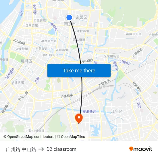 Guangzhou Road & Zhongshan Road to D2 classroom map
