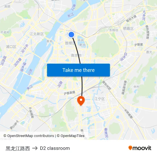 Heilongjiang Road West to D2 classroom map