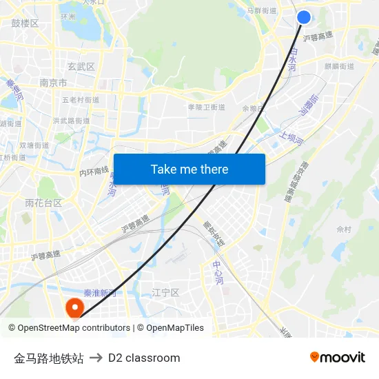 Jinma Road Metro Station to D2 classroom map