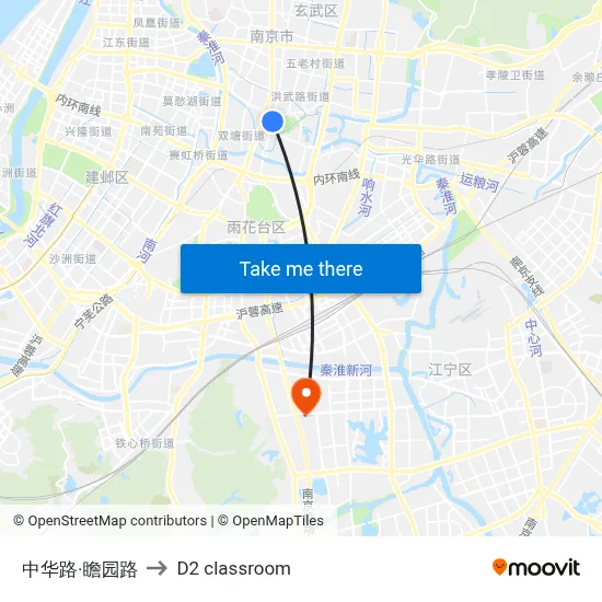 Zhonghua Road & Zhanyuan Road to D2 classroom map