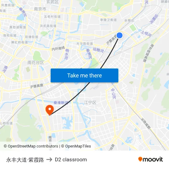 Yongfeng Avenue & Zixia Road to D2 classroom map